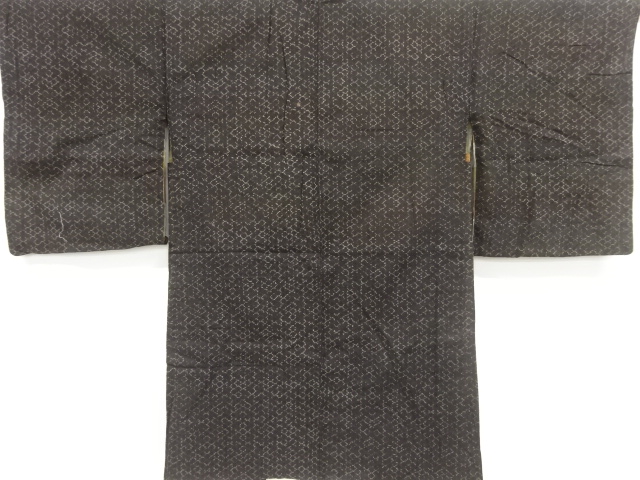 JAPANESE KIMONO / ANTIQUE HAORI / TSUMUGI / WOVEN RHOMBUS